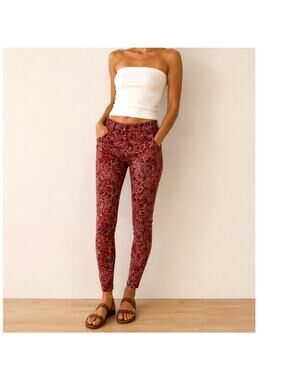 Prana Paisely Stretch Straight Leg Corduroy Retro Boho Indie Artsy -size 10